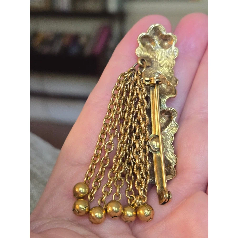Victorian Tassel Brooch Goldtone Vintage